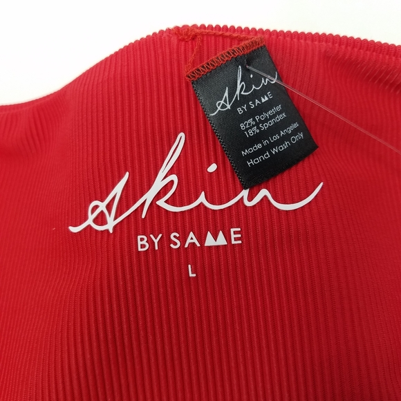 Skin By Same Ribbed Red Brief Bikini Bottom, L - Picture 5 of 10